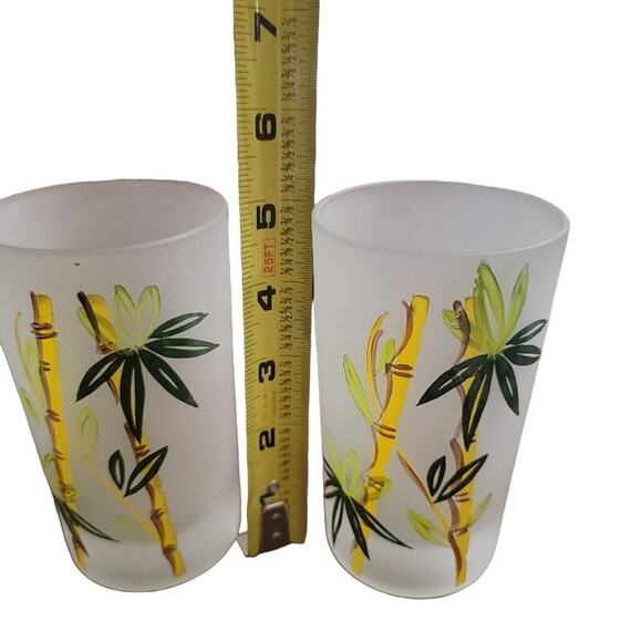 MCM Bamboo Glassware Frosted Tropical Green 8oz Set of 5 - Picture 8 of 9
